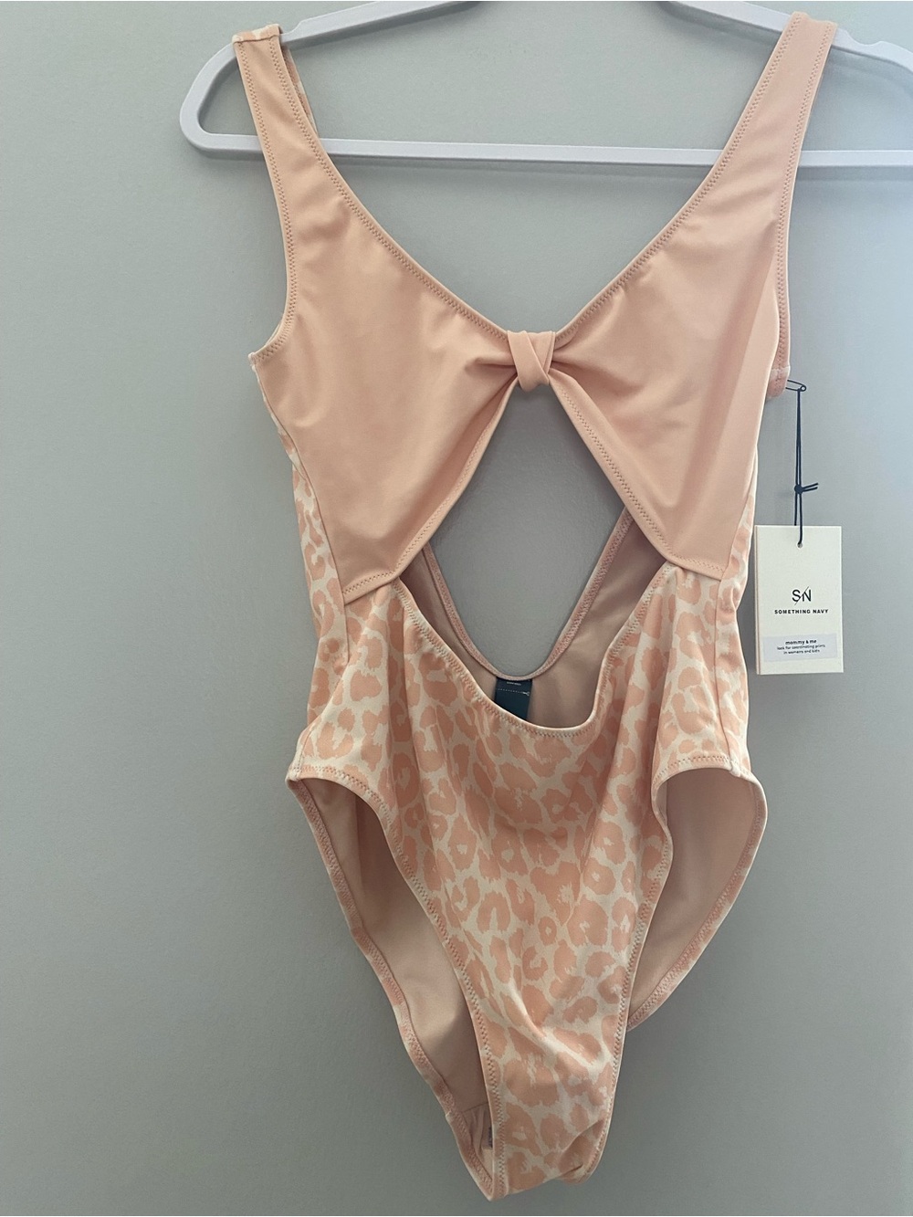 Something Navy Peach Leopard-Print One-Piece Swimsuit